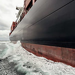 A container ship at sea.