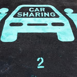 Car sharing pictogram  in the street, Singapore.